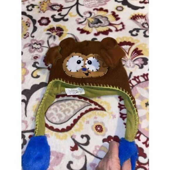 Flipeez Brown Monkey Hat Push The Blue Bulb And Ears Pop Up Unisex Kids Fun - Picture 4 of 7